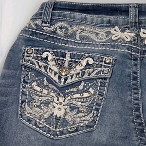 Westfield Eagle Womens Jeans Distressed Bootcut Wit Rhinestone Pockets 13 XL